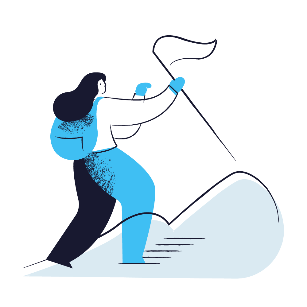 Illustration: achievements target achievement mountain flag